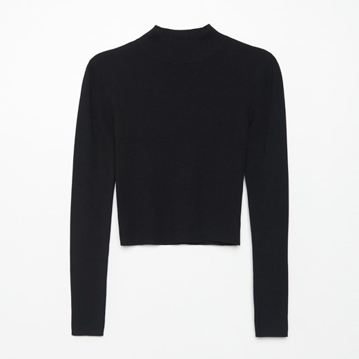 Cropp - Prążkowany sweter z półgolfem - Czarny Cropp S okazja Cropp
