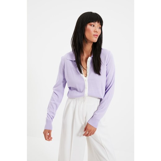 Trendyol Lilac Bias Detailed Knitwear Cardigan Trendyol S Factcool
