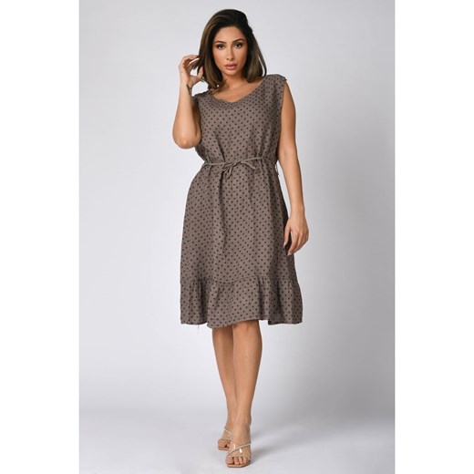 Lniana sukienka "Raphael" w kolorze szarobrązowym Plus Size Company 50/52 Limango Polska okazyjna cena