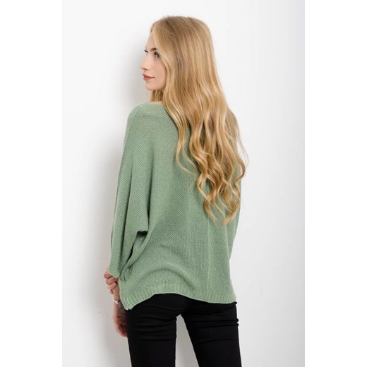 Sweter damski zielony Olika z okrągłym dekoltem 