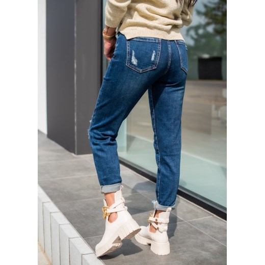 Granatowe jeansy damskie Fason casual 