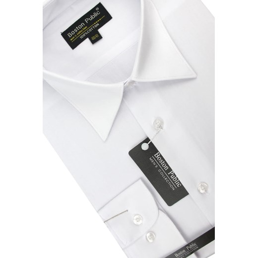 Koszula Męska Boston Public gładka biała z długim rękawem D698 Boston Public S okazyjna cena ŚWIAT KOSZUL