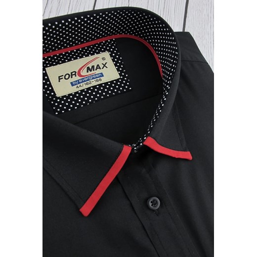 Koszula Męska For Max gładka czarna z długim rękawem w kroju REGULAR A563 For Max L wyprzedaż ŚWIAT KOSZUL