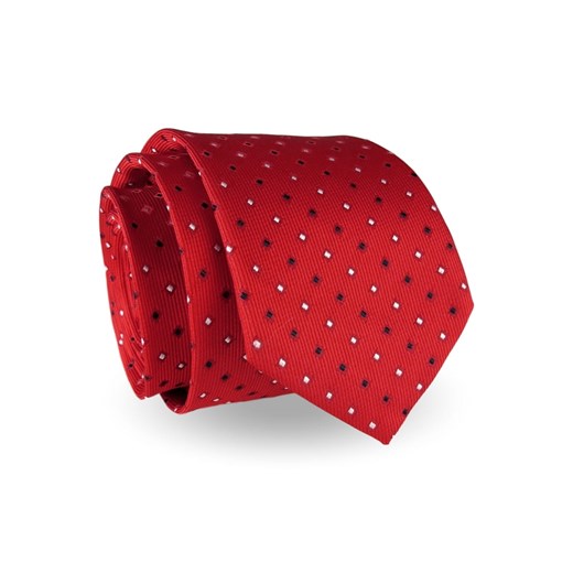 Krawat Męski Elegancki Modny klasyczny szeroki czerwony we wzory G238 Jasman ŚWIAT KOSZUL okazyjna cena
