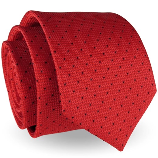 Krawat Męski Elegancki Modny klasyczny szeroki czerwony w kropki G243 Jasman promocyjna cena ŚWIAT KOSZUL