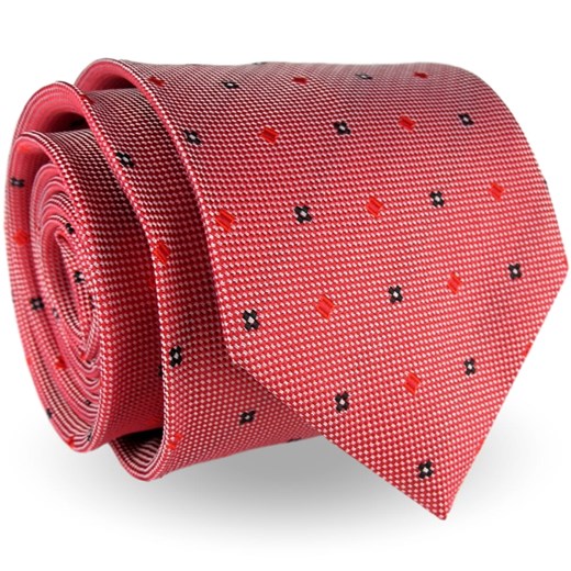 Krawat Męski Elegancki Modny klasyczny czerwony we wzorki G256 Jasman okazyjna cena ŚWIAT KOSZUL