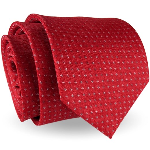 Krawat Męski Elegancki Modny klasyczny czerwony we wzorki G259 Jasman okazja ŚWIAT KOSZUL