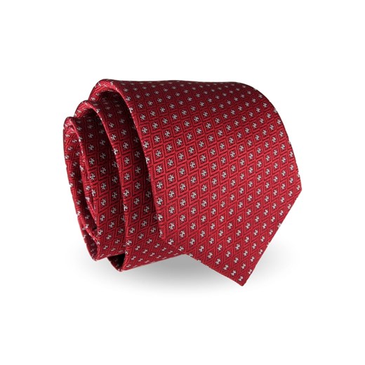 Krawat Męski Elegancki Modny klasyczny bordowy we wzorki G260 Jasman promocja ŚWIAT KOSZUL
