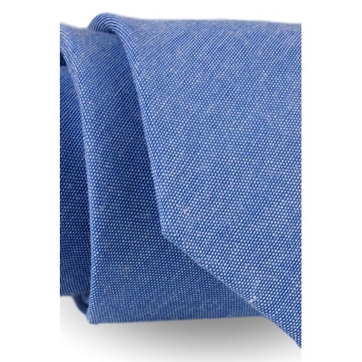 Krawat Męski Elegancki Modny Śledź wąski błękitny melanż Bawełniany G279 ŚWIAT KOSZUL promocyjna cena