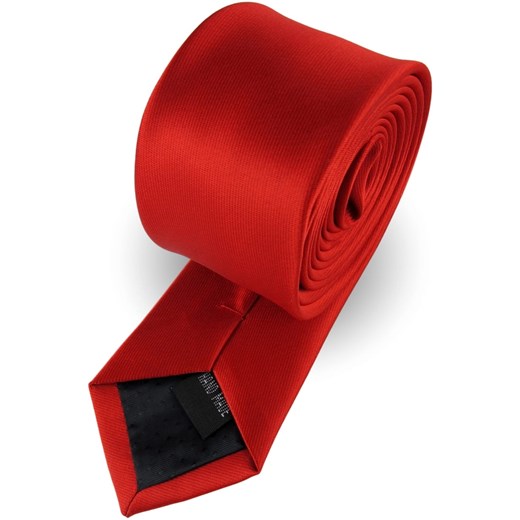 Krawat Męski Elegancki Modny Śledź wąski gładki czerwony makowy G303 wyprzedaż ŚWIAT KOSZUL