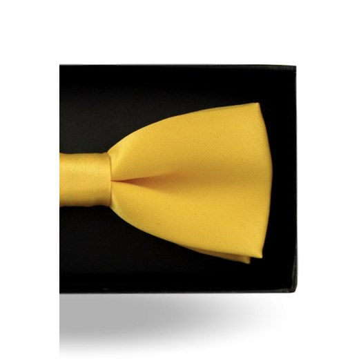 Mucha Muszka Męska Elegancka tradycyjna gładka żółta kanarkowa cytrynowa słomkowa gotowa matowa M371 Laviino okazja ŚWIAT KOSZUL
