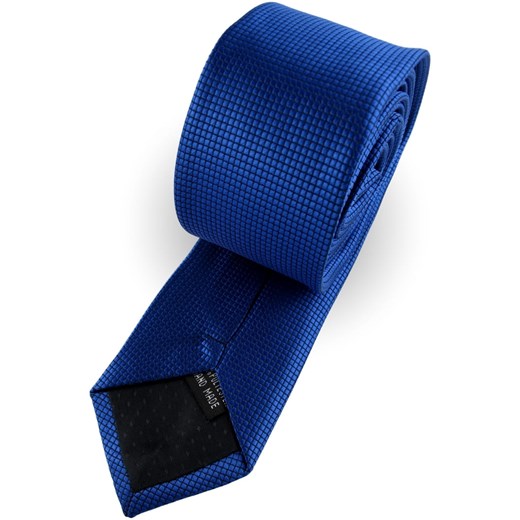 Krawat Męski Elegancki Modny Klasyczny szeroki chabrowy szafirowy w delikatną kratkę G330 promocyjna cena ŚWIAT KOSZUL