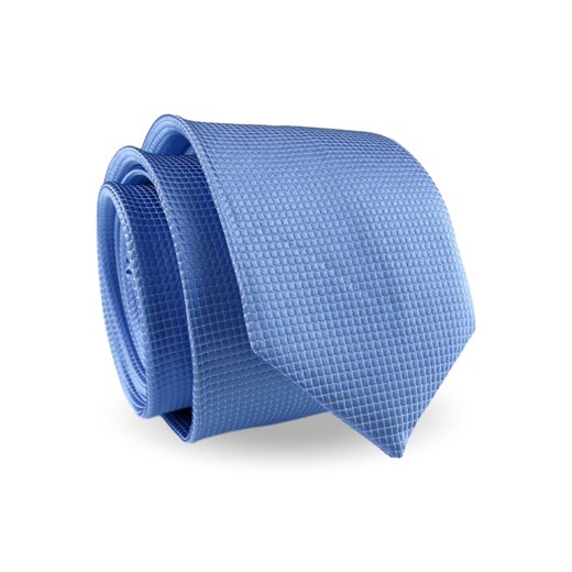 Krawat Męski Elegancki Modny Klasyczny szeroki błękitny jasny niebieski w delikatną kratkę G331 okazja ŚWIAT KOSZUL