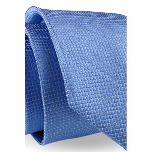 Krawat Męski Elegancki Modny Klasyczny szeroki błękitny jasny niebieski w delikatną kratkę G331 wyprzedaż ŚWIAT KOSZUL