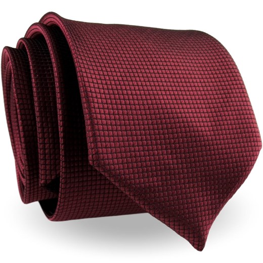 Krawat Męski Elegancki Modny Klasyczny szeroki bordowy burgundowy w delikatną kratkę G333 okazja ŚWIAT KOSZUL