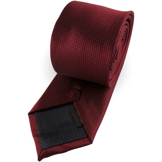 Krawat Męski Elegancki Modny Klasyczny szeroki bordowy burgundowy w delikatną kratkę G333 wyprzedaż ŚWIAT KOSZUL