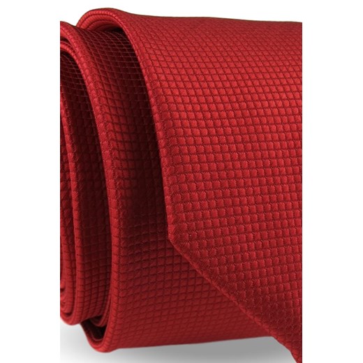 Krawat Męski Elegancki Modny Klasyczny szeroki czerwony w delikatną kratkę G335 ŚWIAT KOSZUL promocyjna cena