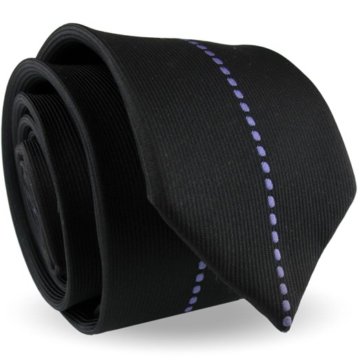 Krawat Męski Elegancki Modny Śledź wąski czarny w fioletowe wzorki z połyskiem G500 Dunpillo wyprzedaż ŚWIAT KOSZUL