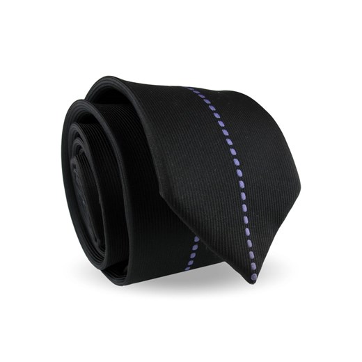 Krawat Męski Elegancki Modny Śledź wąski czarny w fioletowe wzorki z połyskiem G500 Dunpillo promocyjna cena ŚWIAT KOSZUL