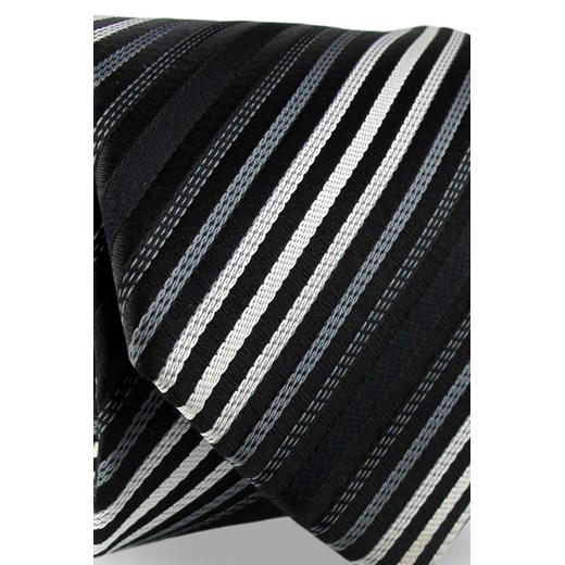 Krawat Męski Elegancki Modny Klasyczny szeroki czarny w paski z połyskiem G516 Dunpillo wyprzedaż ŚWIAT KOSZUL
