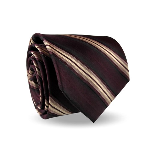 Krawat Męski Elegancki Modny Klasyczny szeroki bordowy w paski z połyskiem G546 okazja ŚWIAT KOSZUL