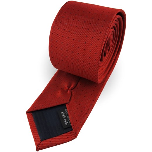 Krawat Męski Elegancki Modny Śledź wąski czerwony w kropki G594 Jasman okazja ŚWIAT KOSZUL