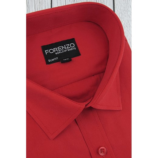Koszula Męska Elegancka Wizytowa do garnituru gładka czerwona z długim rękawem w kroju SLIM FIT Forenzo B263 Forenzo L promocyjna cena ŚWIAT KOSZUL