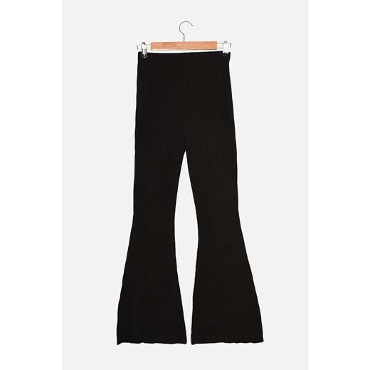 Trendyol Black Ribbed Flare Knitted Trousers Trendyol S Factcool