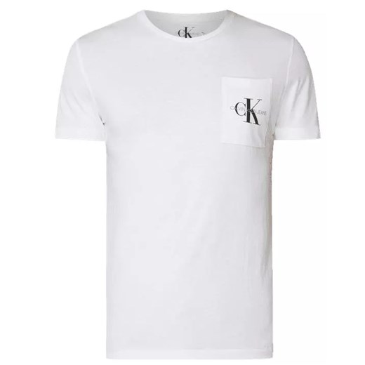 T-shirt męski z kieszonką Calvin Klein Biały  (M) Calvin Klein M promocja Laumast