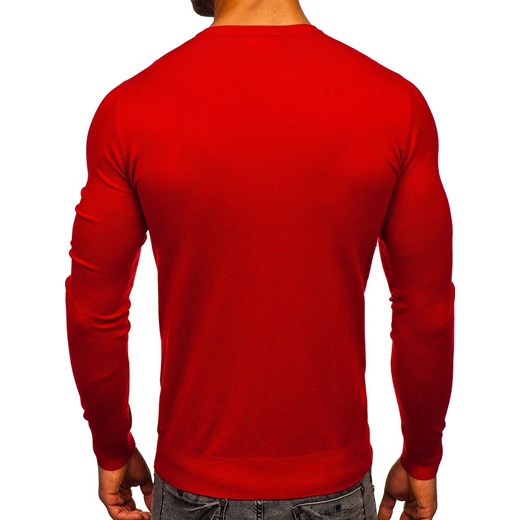 Czerwony sweter męski w serek Denley YY03 S promocja Denley