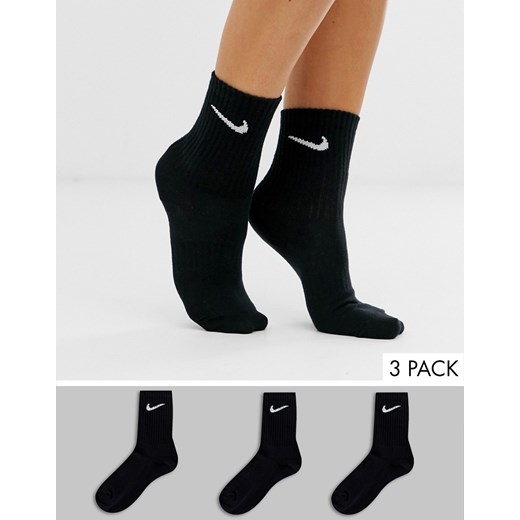 Nike - 3-pak czarnych skarpetek sportowych z wyszywanym logo-Black Nike S Asos Poland