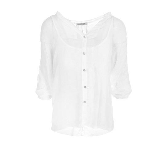 UNISONO Gładka bluzka z jedwabiem - 217-774 BIANCO Unisono M Unisono promocja