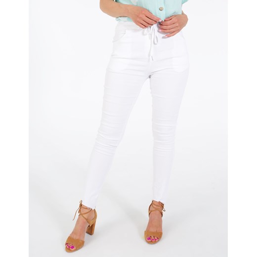 UNISONO Białe spodnie z wiskozy - 239-7851 BIANCO Unisono S Unisono