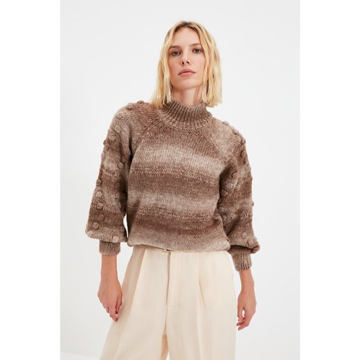 Trendyol Camel Sleeve Detailed Gradient Knitwear Sweater Trendyol M Factcool