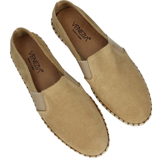 VENEZIA Beżowe espadryle męskie - 1055 SER AREN Venezia 42 okazyjna cena Venezia