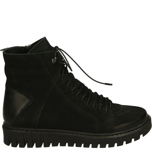 VENEZIA Ocieplane botki ze skóry nubukowej - 214-4110 BLACK Venezia 38 Venezia okazja