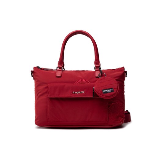 Desigual shopper bag mieszcząca a4 matowa czerwona elegancka 