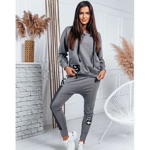 Dresowe spodnie La mu z siatką szare La Mu S Fashionplace