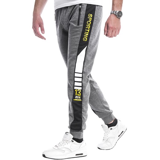 joggery dresowe DE1099- szare ze sklepu Risardi w kategorii Spodnie męskie - zdjęcie 119967743