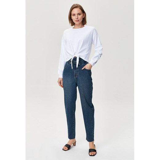 Granatowe jeansy damskie Femestage casual 