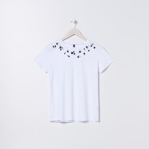Sinsay - Koszulka z haftowanym wzorem - Biały Sinsay L Sinsay