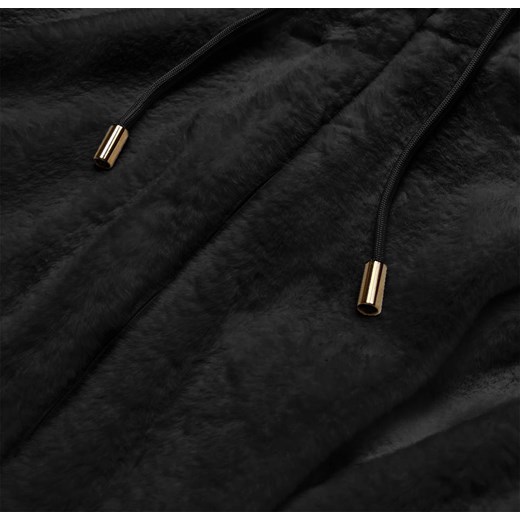 FUTRZANA KURTKA DAMSKA Z KAPTUREM CZARNA (BR9596-1) Goodlookin.pl S (36) goodlookin.pl