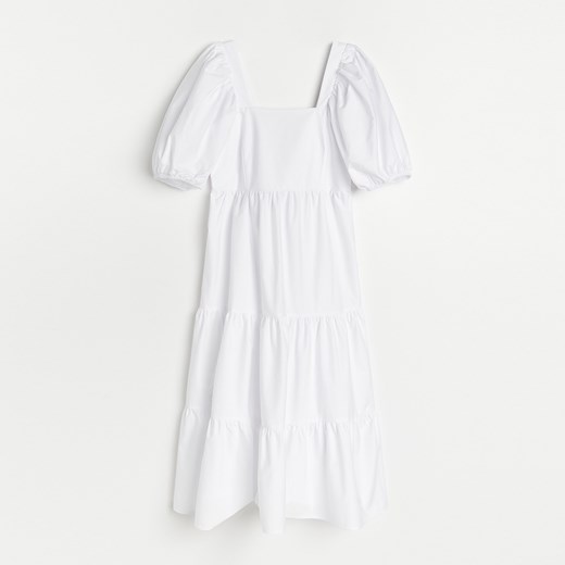 Reserved - Sukienka z bufiastymi rękawami - Biały Reserved L Reserved wyprzedaż