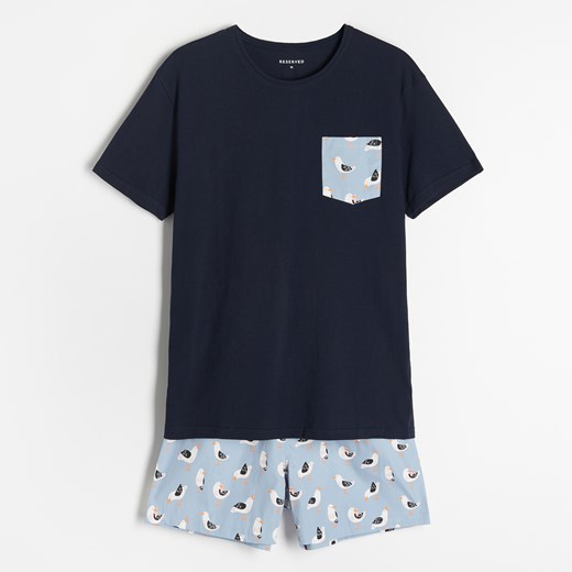 Reserved - Dwuczęściowa piżama w mewy - Granatowy Reserved XL Reserved