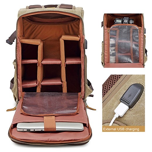Plecak fotograficzny Ansel XL na aparat + laptopa 14,1" retro z USB Kolor: grafitowy Inbag.pl
plecaki, Torby I Etui inBag.pl