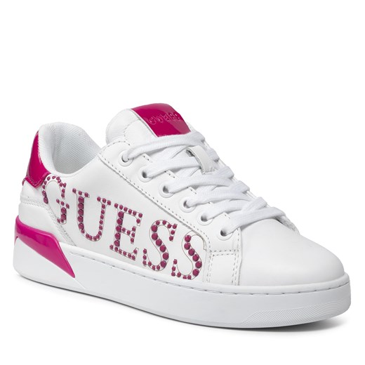 Buty sportowe damskie Guess sneakersy białe w nadruki płaskie 