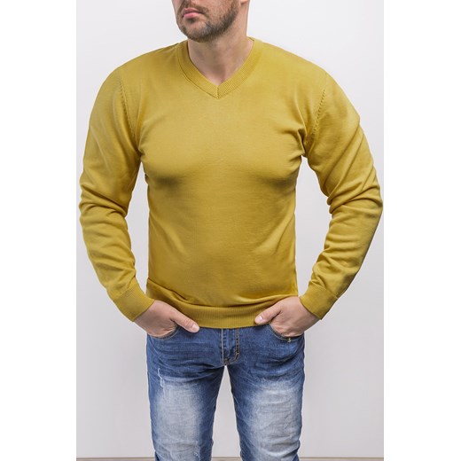 Sweter męski 2200 - kanarkowy ze sklepu Risardi w kategorii Swetry męskie - zdjęcie 120320233