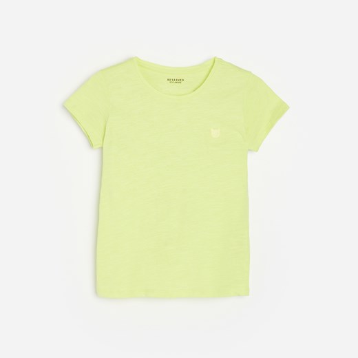 Reserved - Bawełniany t-shirt z haftem - Zielony Reserved 158 okazyjna cena Reserved