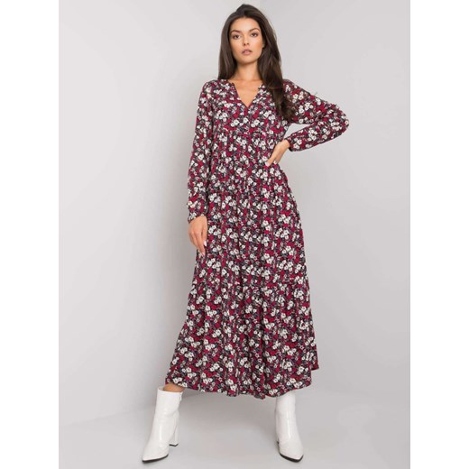 Sukienka Factory Price z wiskozy w abstrakcyjnym wzorze maxi z długimi rękawami 