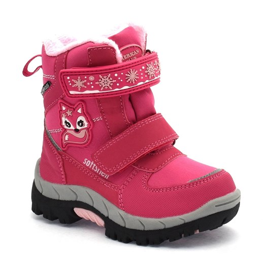 Buty zimowe dziecięce American Club na rzepy z aplikacjami  